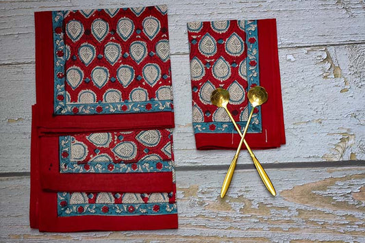 Red Teal Table Napkin