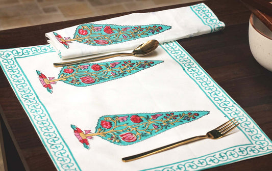 Mughal Buti Table Mats & Table Napkin Set
