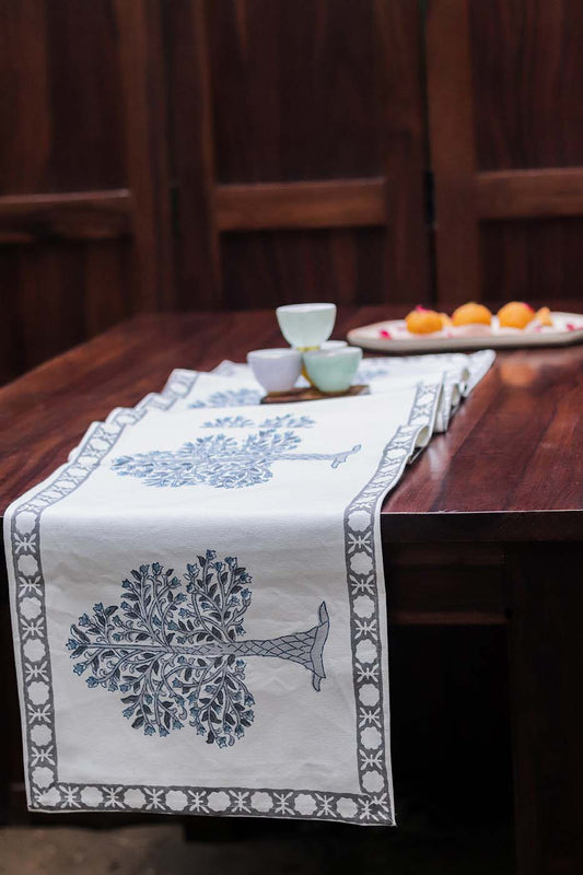 Tree Print Black and White Table Runner